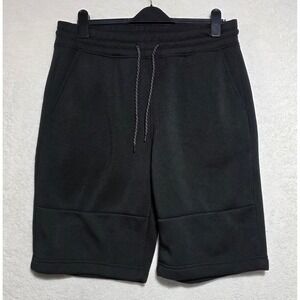 SP Essentials Men's Black Fleece Athletic Shorts Size Large Drawstring Pocket